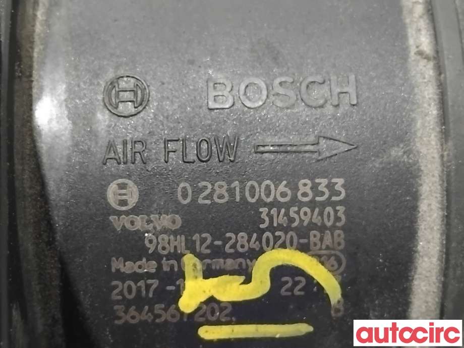 Luftmengde/luftmassemåler til Volvo V60/V60 CC 2013-2018 (Type I, Fase 2) (VOLVO|31459403|0281006833)
