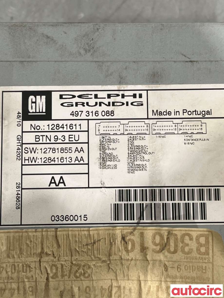 Bilstereo til Saab 9-3 2008-2011 (Type II, Fase 2)  (SAAB|12841611|)