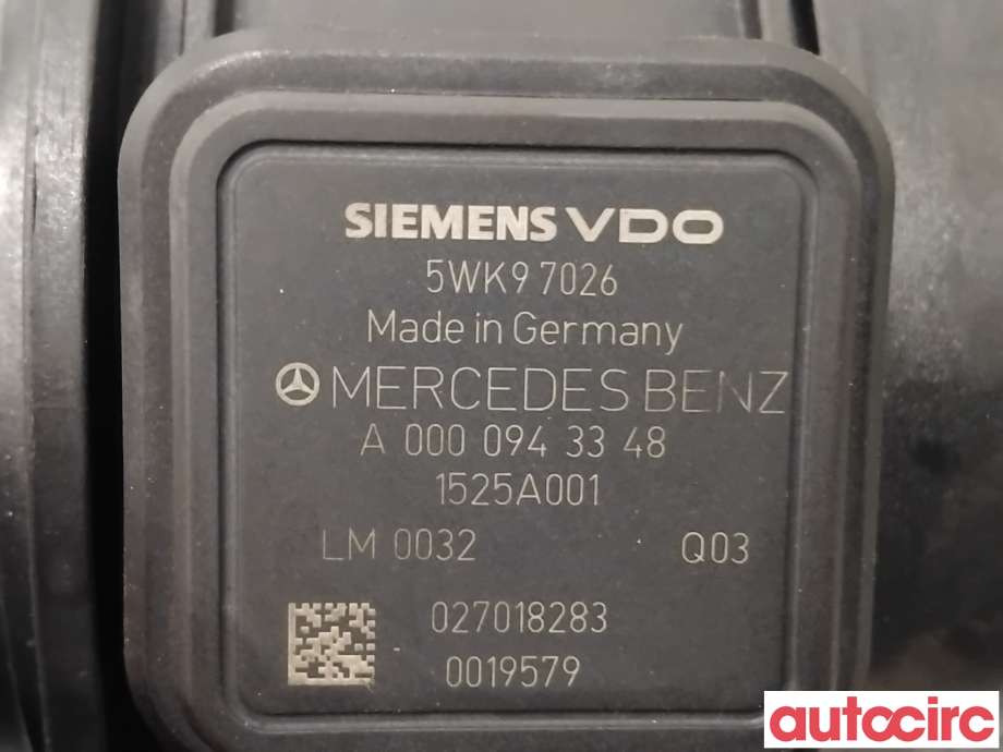 Luftmengde/luftmassemåler til Mercedes B-Klasse 2008-2011 (Fase 2) (W245) (W245) (MERCEDES|A0000943348|5WK97026)