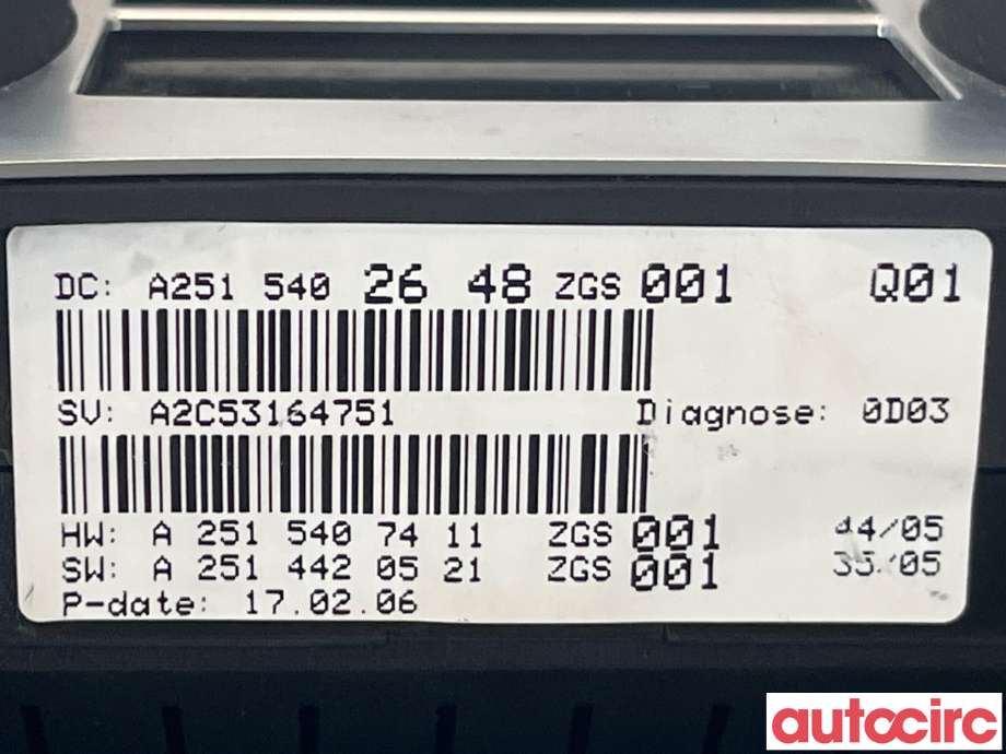 Instrumentpanel til Mercedes ML 2005-2011 (W164) (W164) (MERCEDES|A2515402648)