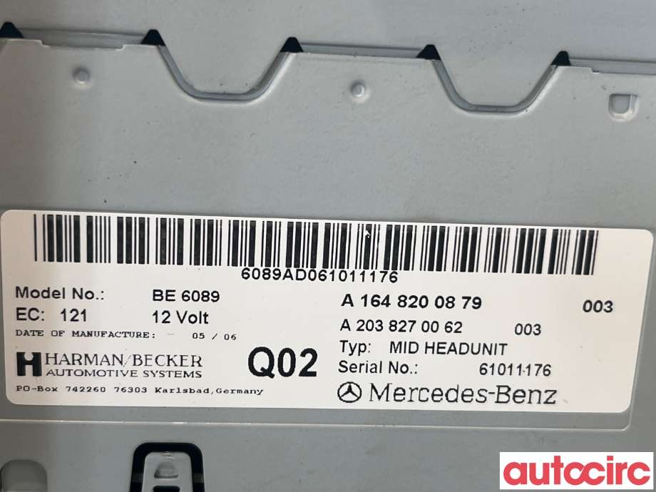 Bilstereo til Mercedes ML 2005-2011 (W164) (W164) (MERCEDES|NO NR|BE6089|A1648200879)