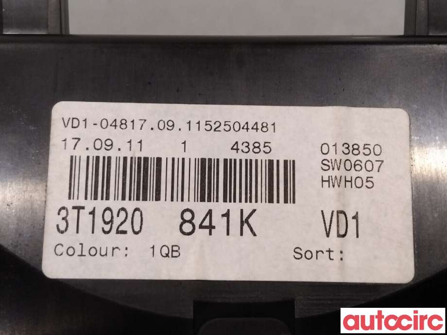 Instrumentpanel til Škoda Superb 2008-2015 (Type II)  (SKODA|3T1920841K)