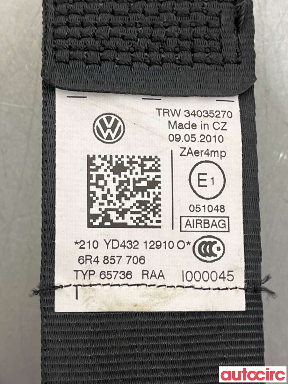 Sikkerhetsbelte foran høyre til VW Polo 2009-2014 (Type V, Fase 1)  (VOLKSWAGEN|6R4857706A||6R4857706)