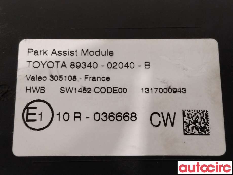 Styreenhet parkering til Toyota Auris 2013-2015 (Type II, Fase 1)  (TOYOTA|8934002040||89340-02040)