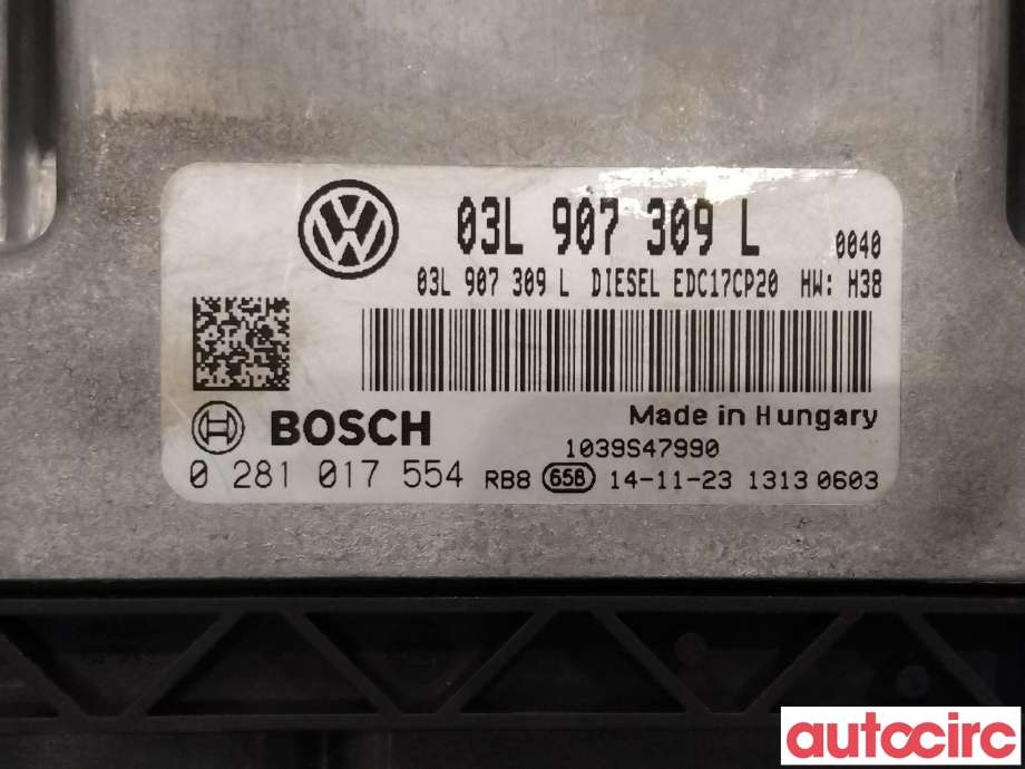 Styreenhet motor til VW Transporter / Caravelle 2009-2015 (Fase 2) (T5) (T5) (VOLKSWAGEN|03L906019GR|0281017554|03L907309L)