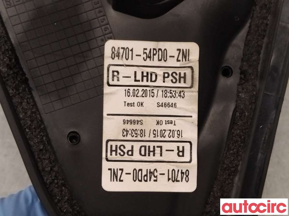 Speil høyre til Suzuki Vitara 2015-->> (Type IV)  (SUZUKI|8470154PD0ZNL)