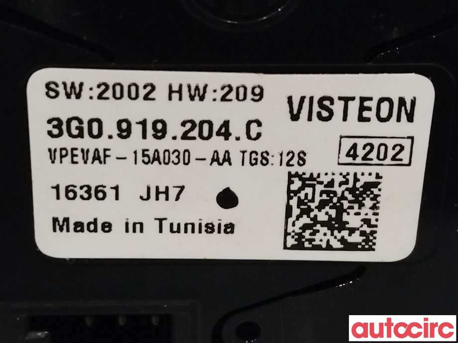 Instrument klokke til VW Passat 2015-2019 (Fase 1) (B8) (B8) (VOLKSWAGEN|3G0919204C)