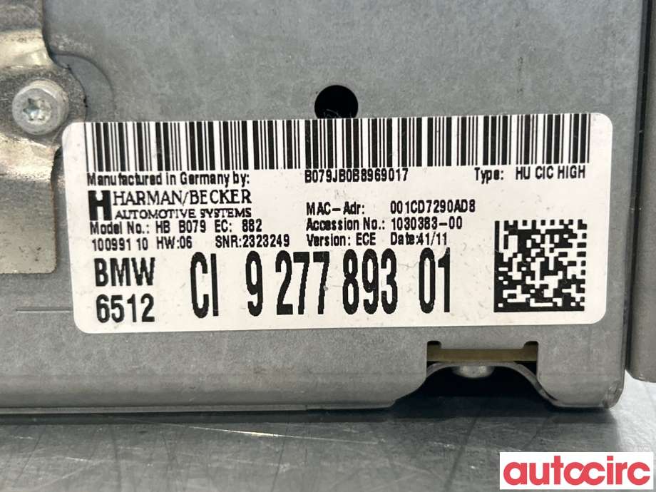 Bilstereo til BMW 3-Serie 2012-2018 (F30/F31/F34) (F30/F31/F34) (BMW|65129302228|65129277893)