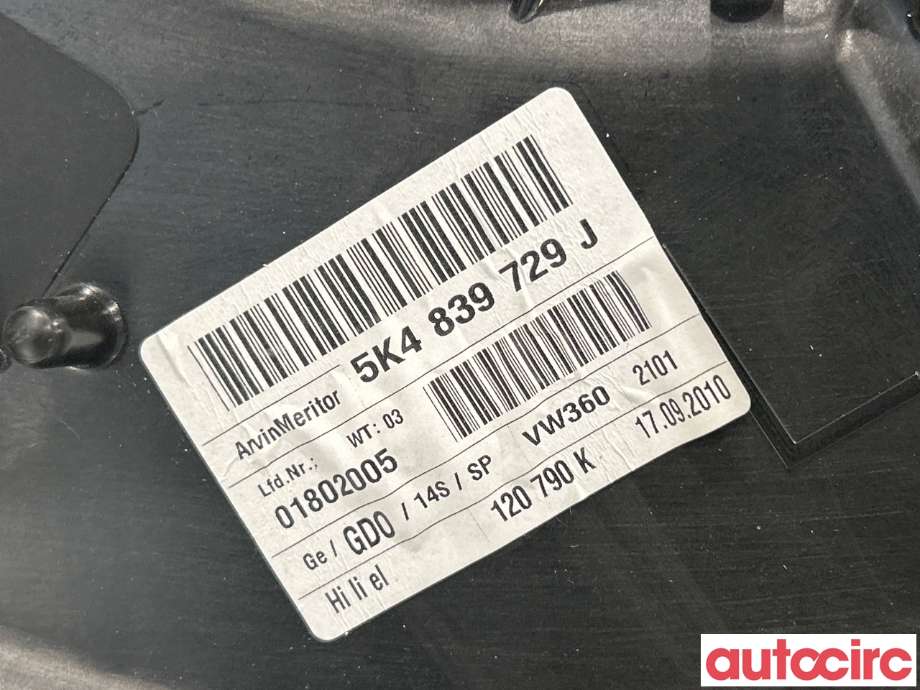 Ruteheis venstre bak til VW Golf VI 2008-2012  (VOLKSWAGEN|5K4839461|5K4839729J)