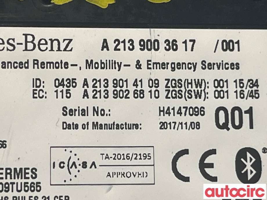 Styreenhet diverse til Mercedes GLC 2015-2022 (X253) (X253) (MERCEDES|A2139003617)