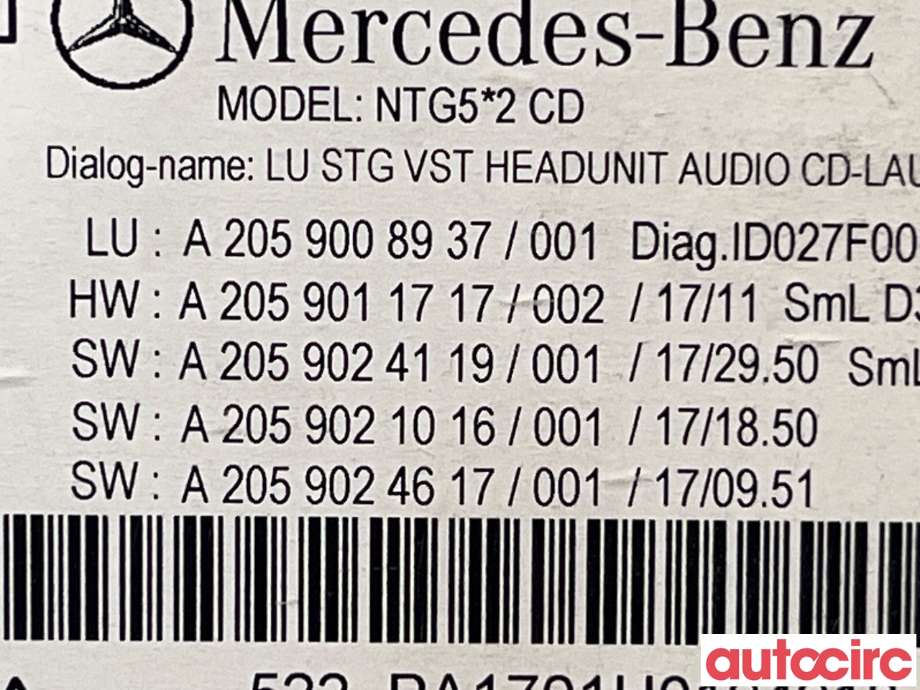 Bilstereo til Mercedes GLC 2015-2022 (X253) (X253) (MERCEDES|A2059008937)