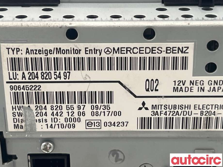 Multimedia display (MCU - Media Controller Unit) til Mercedes C-Klasse 2007-2011 (Fase 1) (W204) (W204) (MERCEDES|A2048205497)