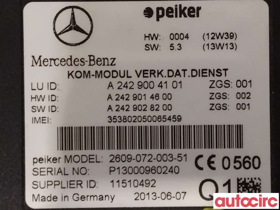 Styreenhet diverse til Mercedes GLK 2008-2015 (X204) (X204) (MERCEDES|A2429004801|A2429004101)