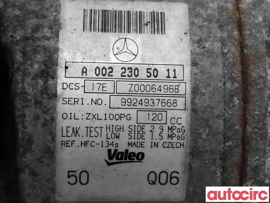 Aircondition kompressor til Mercedes C-Klasse 2007-2011 (Fase 1) (W204) (W204) (MERCEDES|A0008302500|DCS-17E|A0022305011)