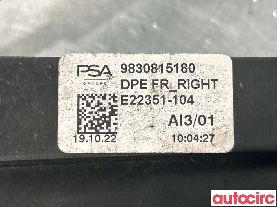 Ruteheis høyre foran til Peugeot 308 2021-->> (Type III) (PEUGEOT|9830815180)