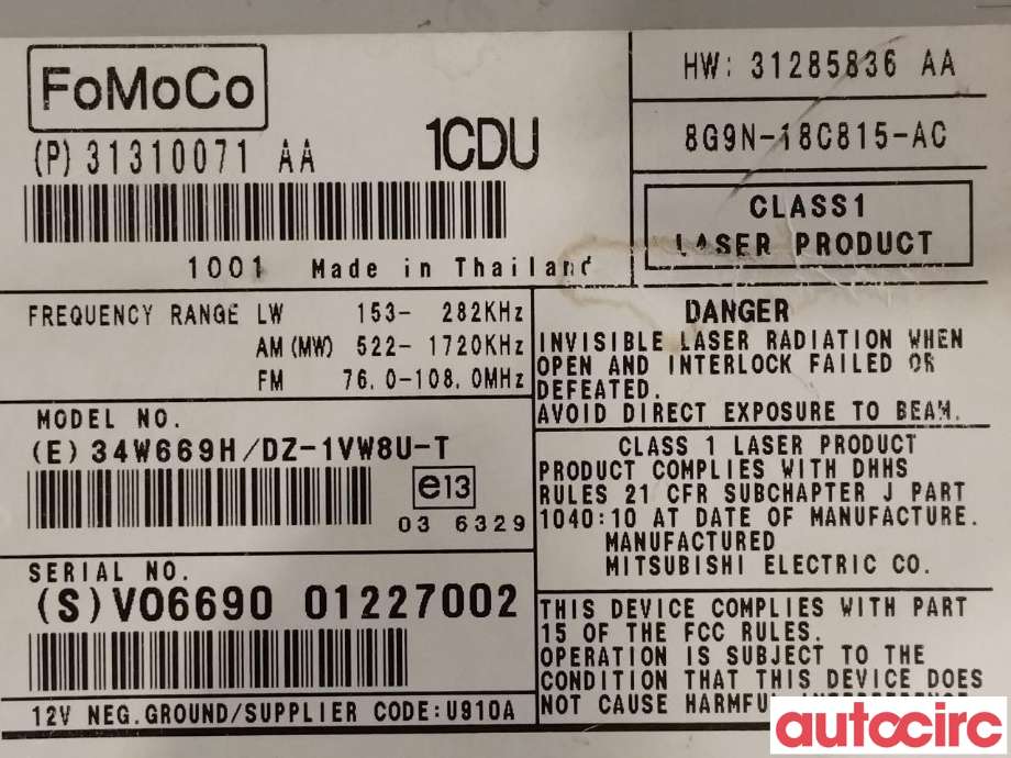 Bilstereo til Volvo XC60 2008-2013 (Type I, Fase 1)  (VOLVO|36050930|31285836)