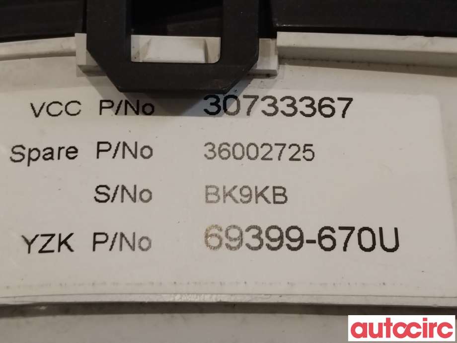 Instrumentpanel til Volvo XC60 2008-2013 (Type I, Fase 1)  (VOLVO|36002725|30733367)