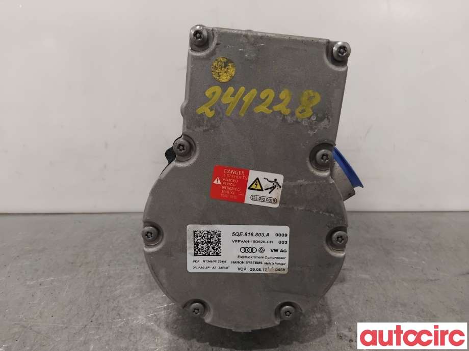 Aircondition kompressor til VW e-Golf 2017-2020 (Fase 2)  (VOLKSWAGEN|5QE816803A|VPFVAH-19D629-CB|5QE816803K)