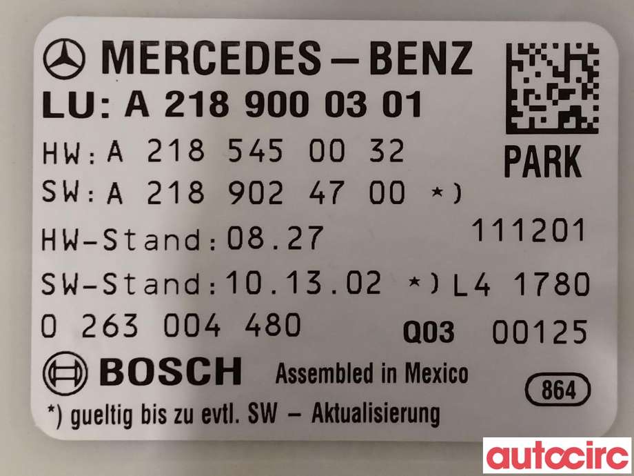 Styreenhet parkering til Mercedes CLS 2011-2017 (C218) (C218) (MERCEDES|A2189000104|A2189000301)