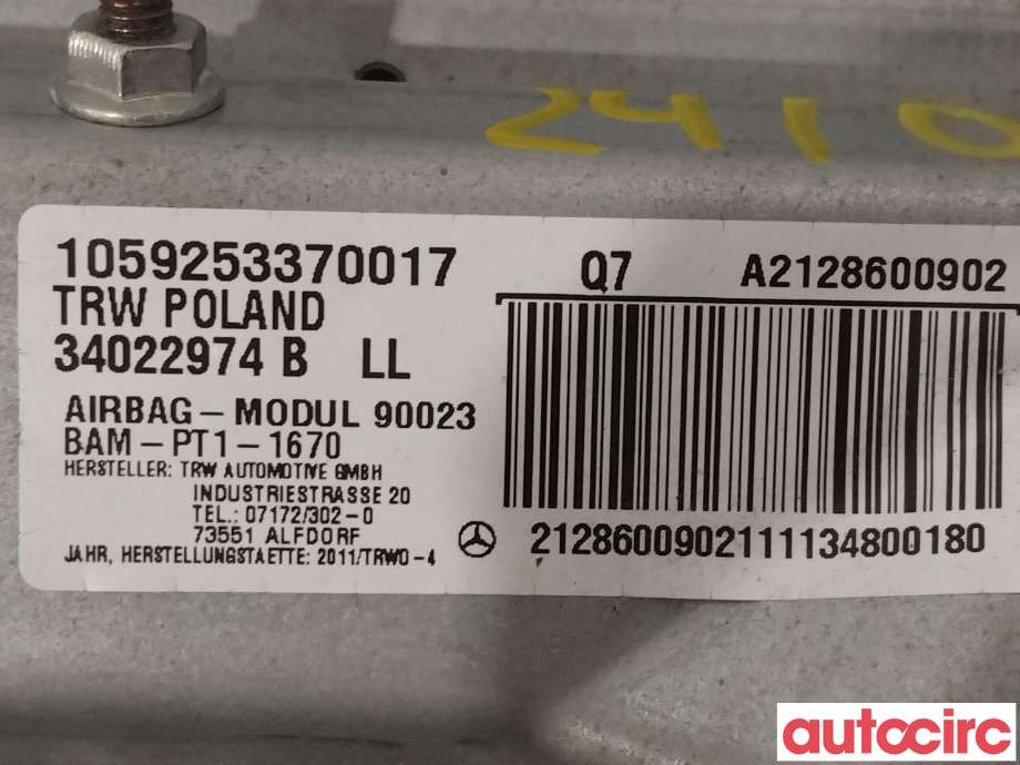 Airbag kne til Mercedes CLS 2011-2017 (C218) (C218) (MERCEDES|A2128600902)