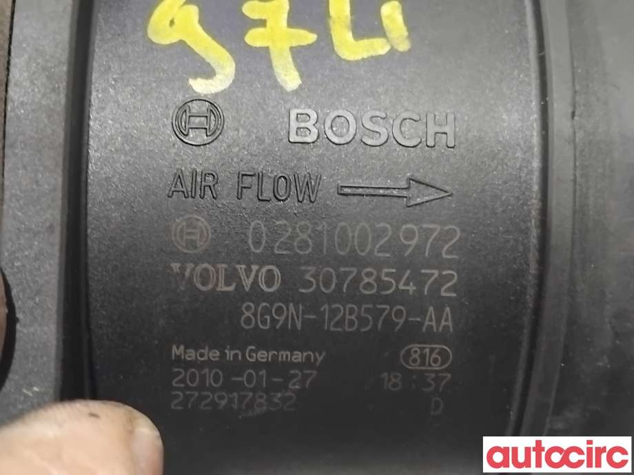 Luftmengde/luftmassemåler til Volvo XC60 2008-2013 (Type I, Fase 1)  (VOLVO|31361223|0281002972|30785472)