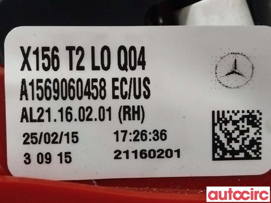 Baklykt høyre indre til Mercedes GLA 2014-2020 (X156) (X156) (MERCEDES|A1569060458)