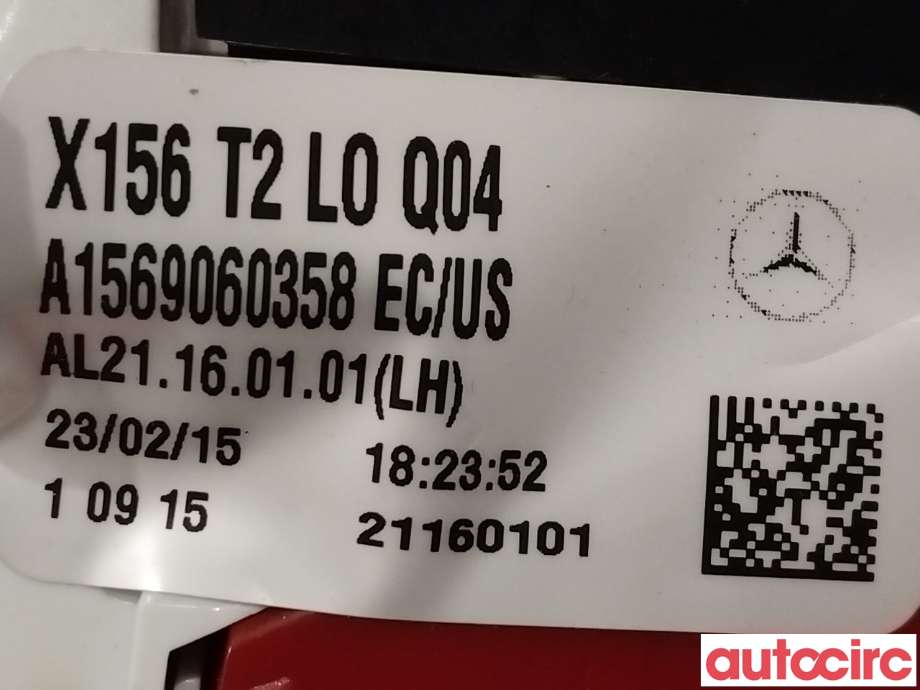 Baklykt venstre indre til Mercedes GLA 2014-2020 (X156) (X156) (MERCEDES|A1569060358)
