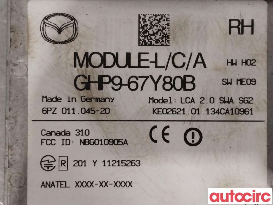 Sensor radar til Mazda 6 2013-2015 (Type III, Fase 1) (MAZDA|GHP9-67-Y80C|GHP9-67-Y80B)