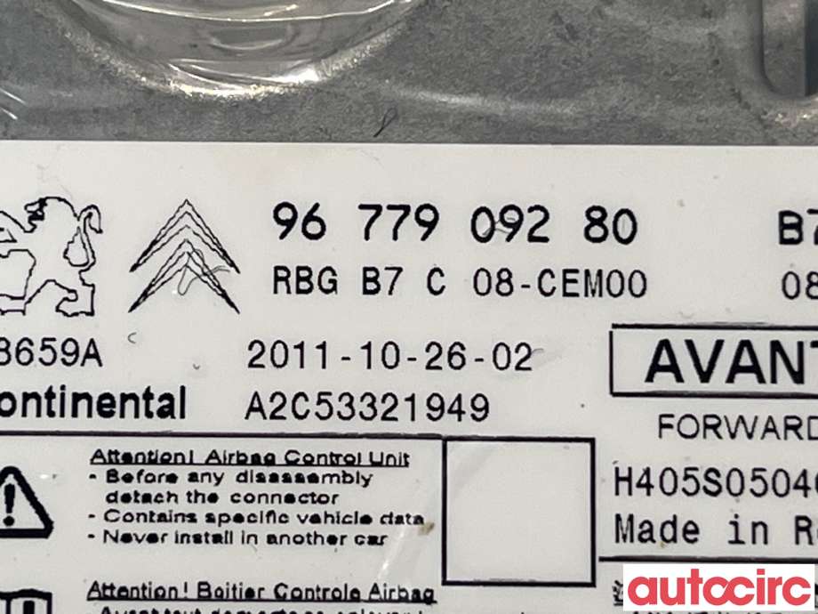 Airbag elektronikk til Citroën C4 2011-2017 (Type II) (CITROEN|9678691580|9677909280)