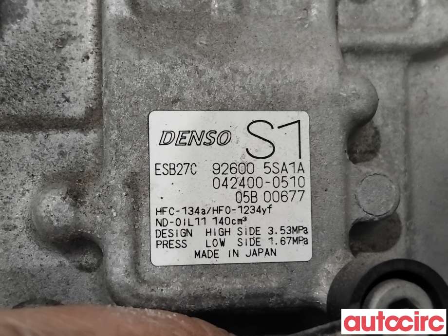Aircondition kompressor til Nissan Leaf 2018-->> (Type II)  (NISSAN|926005SA1A|042400-0510|926005SA1B)