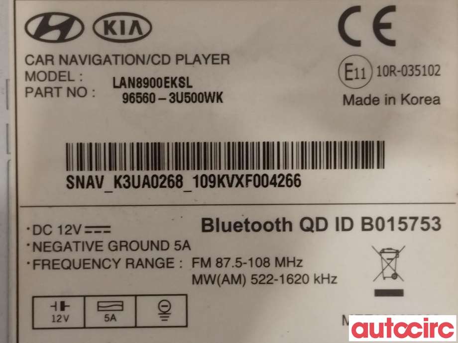Bilstereo til Kia Sportage 2010-2016 (Type III) (KIA|965603U500WK)