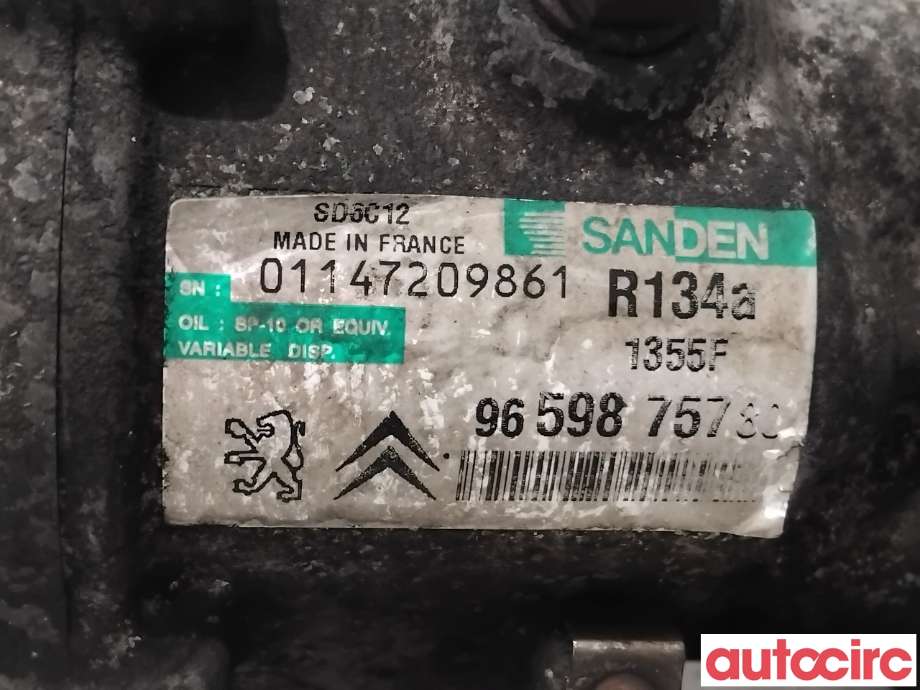 Aircondition kompressor til Peugeot 308 2007-2011 (Type I, Fase 1)  (PEUGEOT|6453WL|SD6C121355|1671553680)