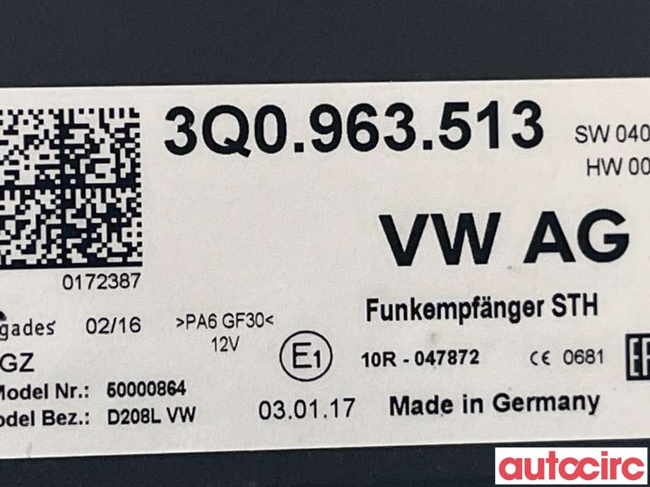 Styreenhet diverse til VW Passat 2015-2019 (Fase 1) (B8) (B8) (VOLKSWAGEN|3Q0963513|)