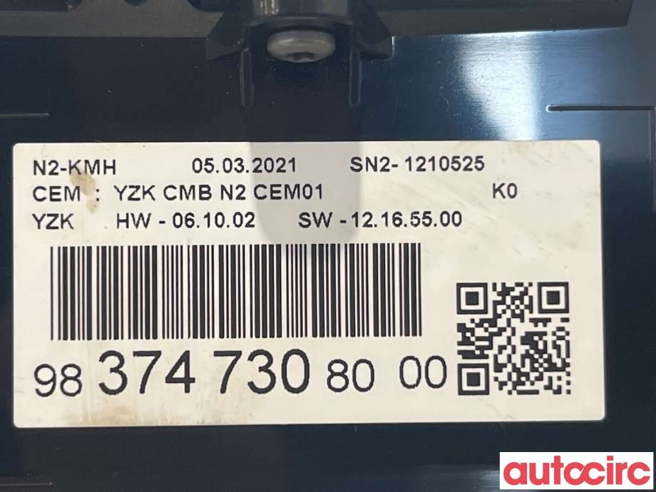 Instrumentpanel til Citroën Jumpy 2007-2016 (Type II)  (CITROEN|9837473080)