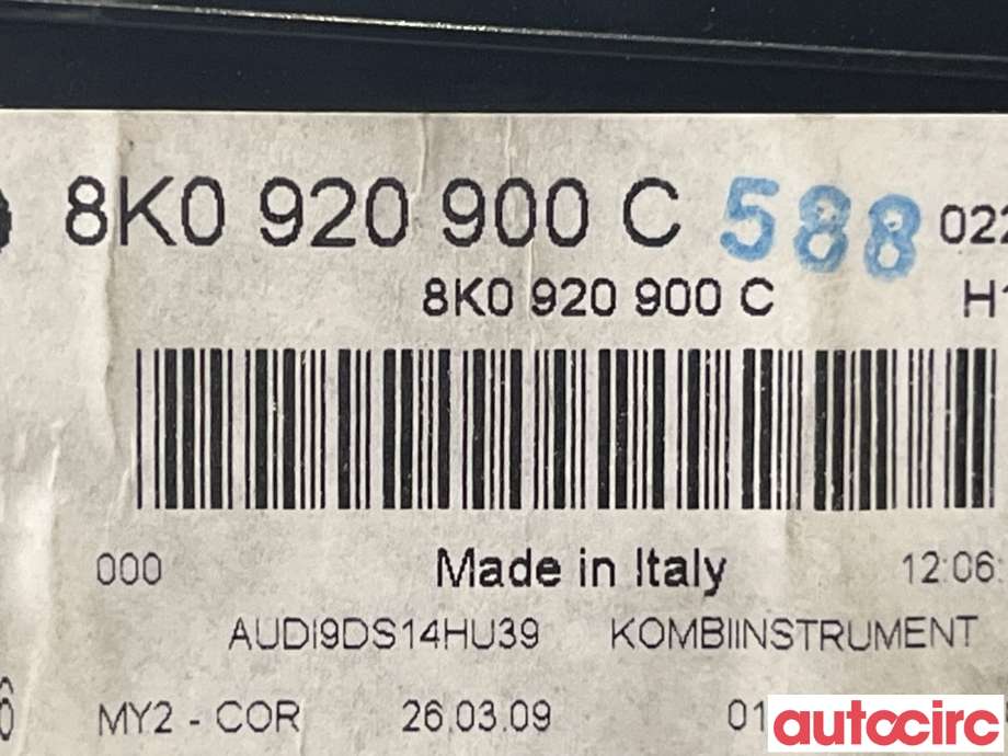 Instrumentpanel til Audi A4 2007-2014 (Type IV) (B8) (B8) (AUDI|8K0920900DX|8K0920900C)