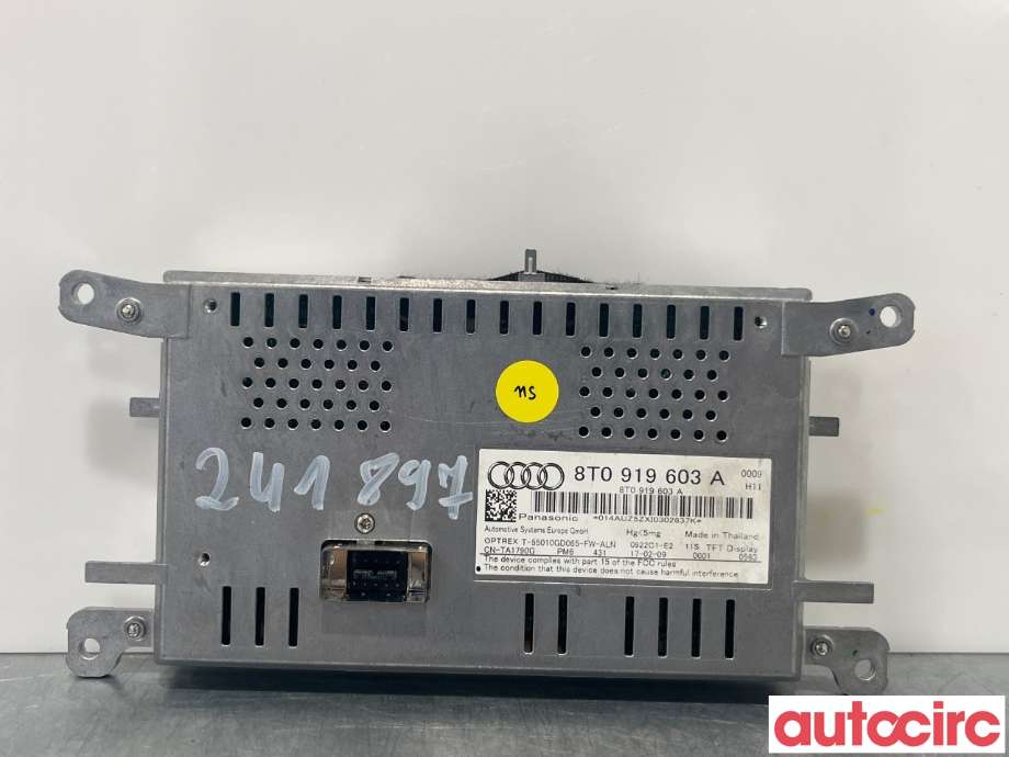 Multimedia display (MCU - Media Controller Unit) til Audi A4 2007-2014 (Type IV) (B8) (B8) (AUDI|8T0919603A)