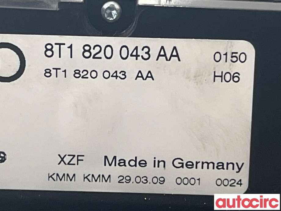 Varmeapparat betjening til Audi A4 2007-2014 (Type IV) (B8) (B8) (AUDI|8T1820043AH||8T1820043AA)