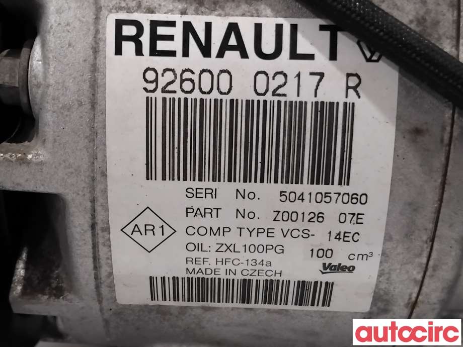 Aircondition kompressor til Renault Captur 2013-2020 (Type I)  (RENAULT|926004183R|VCS-14EC|926000217R)
