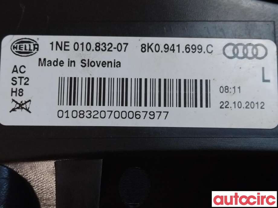 Tåkelykt venstre foran til Audi A4 2007-2014 (Type IV) (B8) (B8) (AUDI|8K0941699G|8K0941699C)