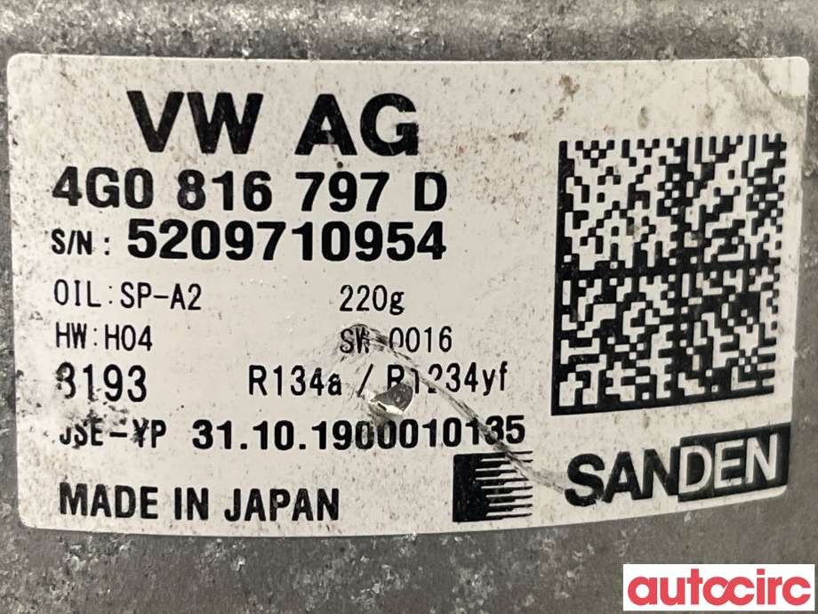 Aircondition kompressor til Audi e-tron 2018-->>  (AUDI|4G0816797F|4G0816797D)