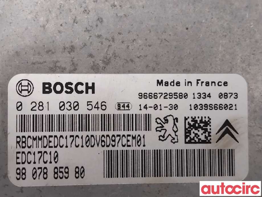 Styreenhet motor til Citroën Berlingo 2008-2015 (Type II, Fase 1)  (CITROEN|1677633880|0281030546|9807885980)
