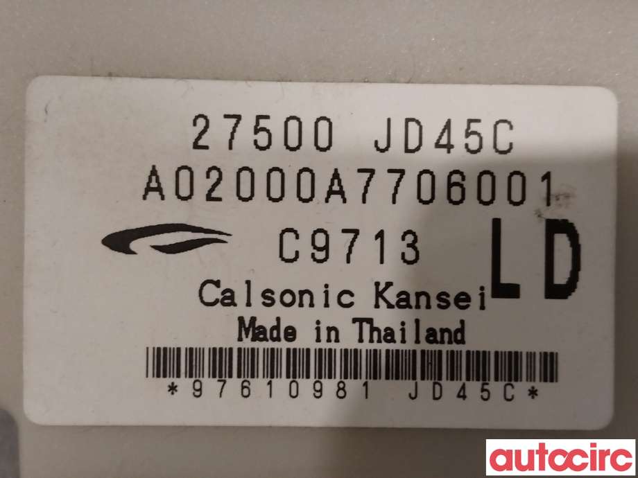 Varmeapparat betjening til Nissan Qashqai 2007-2010 (Type I, Fase 1)  (NISSAN|27500JD45C)