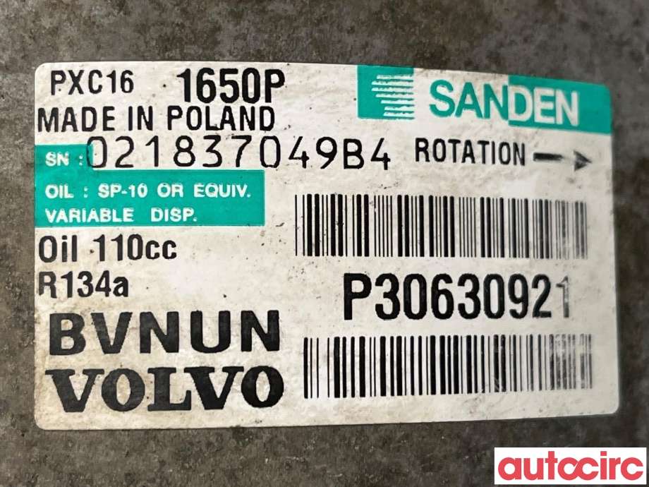 Aircondition kompressor til Volvo XC60 2008-2013 (Type I, Fase 1)  (VOLVO|36011358|PXC161650|30630921)