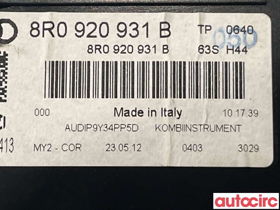 Instrumentpanel til Audi Q5 2012-2017 (Type I, Fase 2)  (AUDI|8R0920931BX|503002381413|8R0920931B)