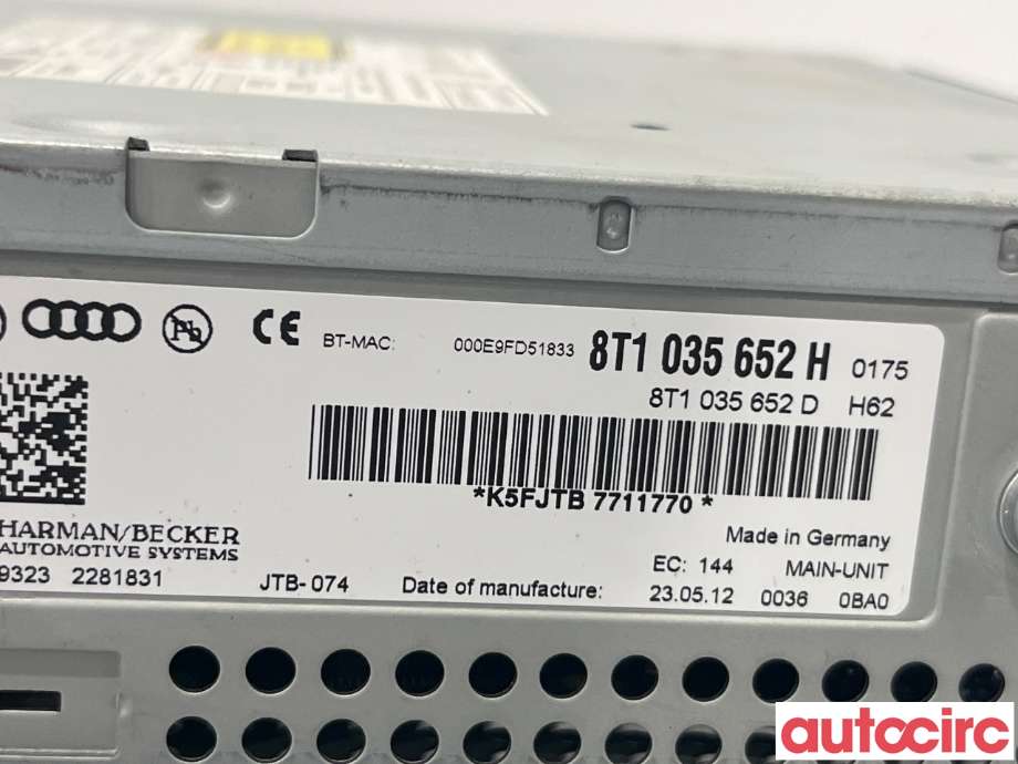 Bilstereo navigasjon til Audi Q5 2012-2017 (Type I, Fase 2)  (AUDI|8T1035652HX|HS9323|8T1035652H)