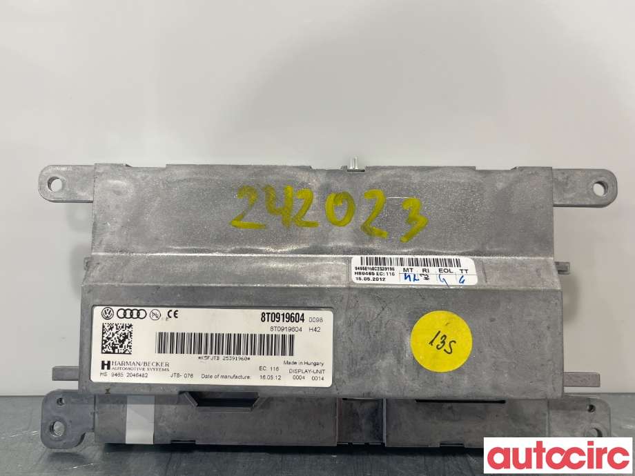 Multimedia display (MCU - Media Controller Unit) til Audi Q5 2012-2017 (Type I, Fase 2)  (AUDI|8T0919604B|8T0919604)