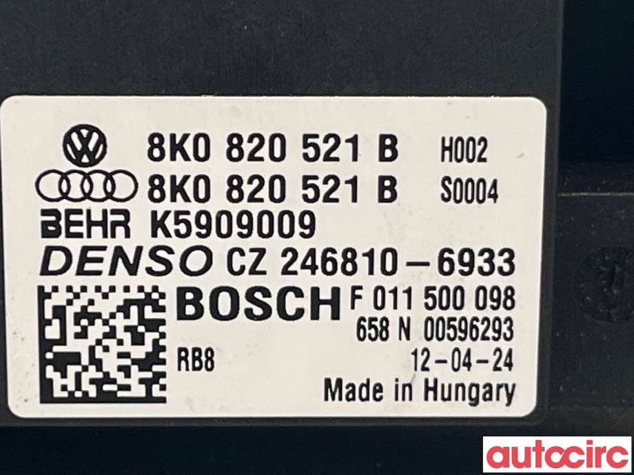 Varmeapparat motstand til Audi Q5 2012-2017 (Type I, Fase 2)  (AUDI|8K0820521B)