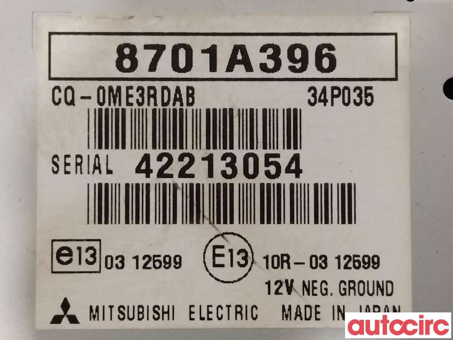 Bilstereo diverse til Mitsubishi Outlander 2012-2015 (Type III, Fase 1)  (MITSUBISHI|8701A396)