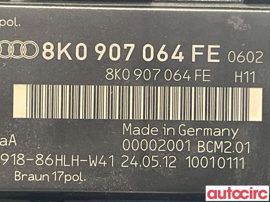 Styreenhet comfort (BCM) til Audi Q5 2012-2017 (Type I, Fase 2)  (AUDI|8K0907064FJ|5DK009918-86|8K0907064KJ)
