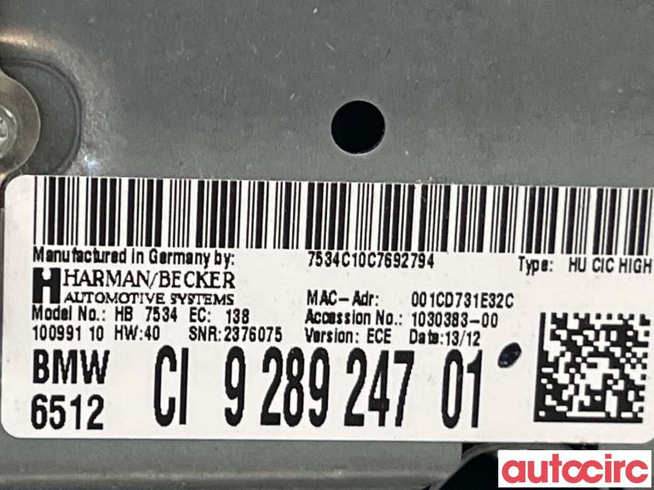 Bilstereo til BMW 5-Serie 2010-2017 (F10/F11) (F10/F11) (BMW|65129293395|6512928924701)
